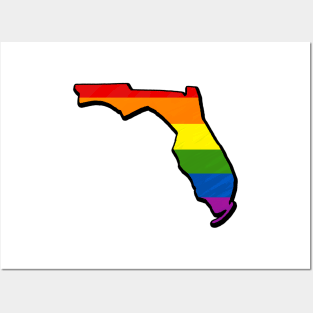 Rainbow Florida Outline Posters and Art